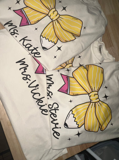 Custom Pencil Bow Tshirt